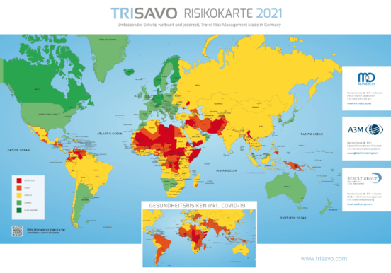 Trisavo Weltkarte zur Sicherheitslage 2021